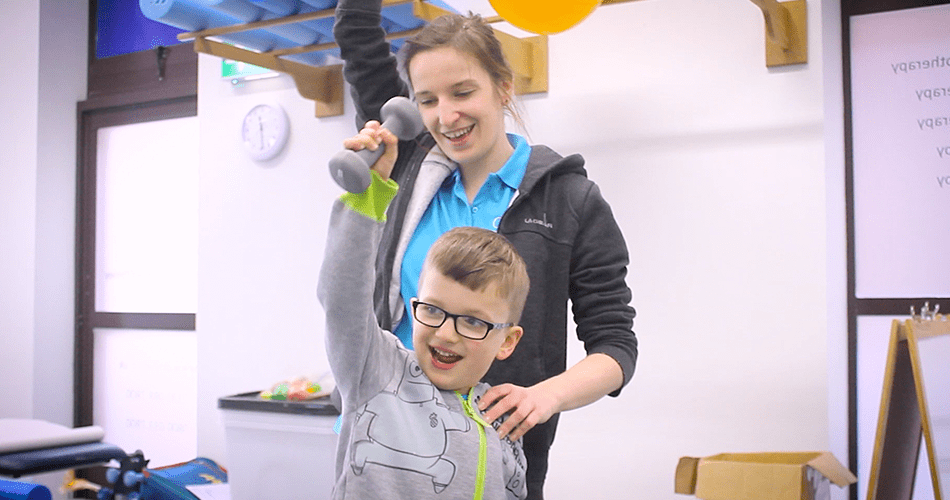 Jude improving strength using dumbbells