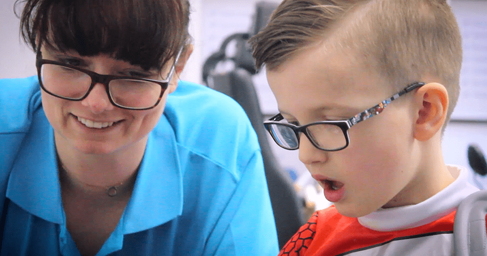 Closeup of Nikki and Jude during treatment.